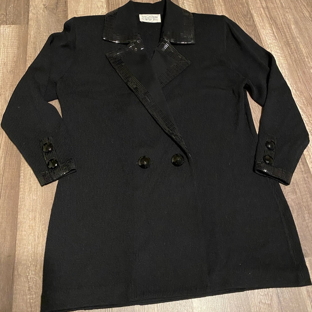 St. John Elegant Black Blazer with Shiny Details